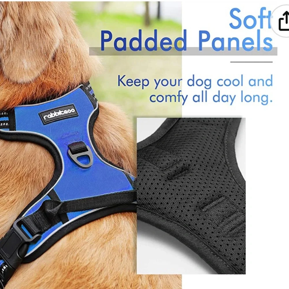 rabbitgoo Dog Harness, No-Pull Pet Harness with 2 Leash Clips, Adjustable    New